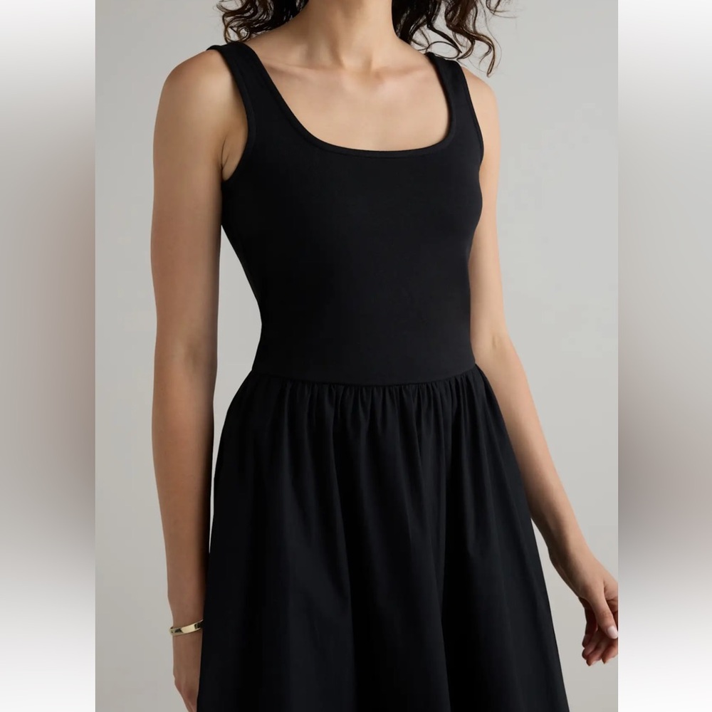 New Quince cotton mixed media tank Black Sleeveless Dress size XS, L - Picture 3 of 11